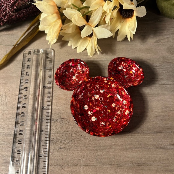 🍎 Red Glitter & Apple Mickey Trinket Dish - Picture 3 of 3